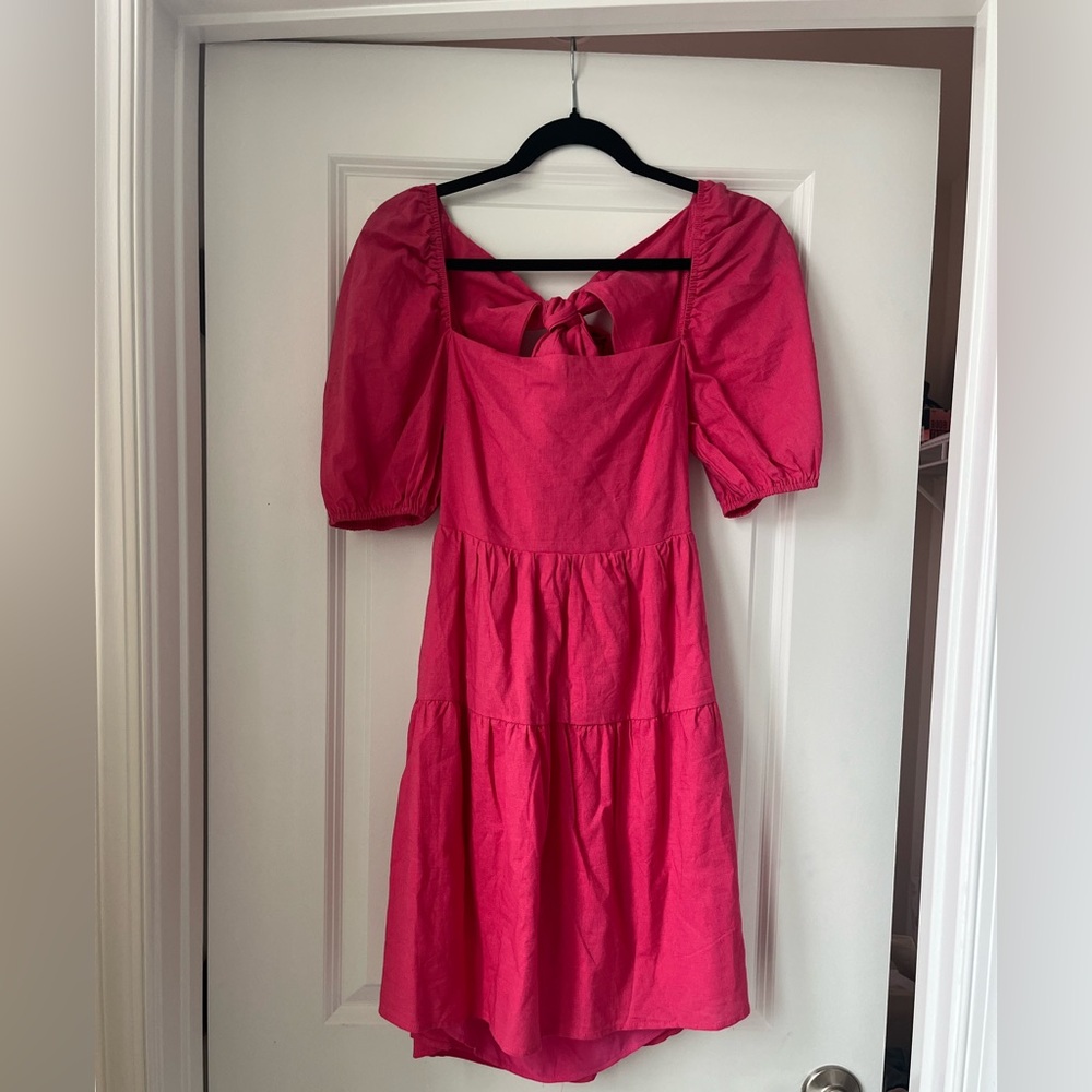 Hello Molly Hot Pink Puff Sleeve Dress